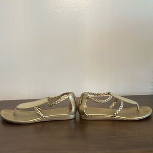 Cole Haan Elegant Abbe Gold Snakeprint Sandals